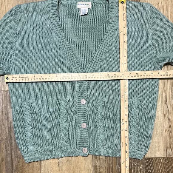 Vtg Ramie Cotton Blend Heavy Cable Knit Cardigan Sz M Preppy Classic Cottage 90s - Picture 6 of 6